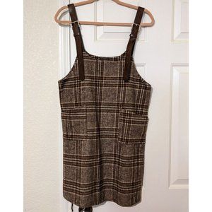 Tartan Plaid Buckle Detail Overall Dress